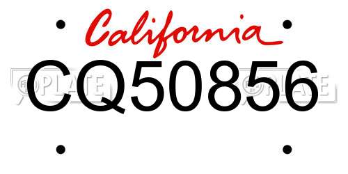 CQ50856 California License Plate