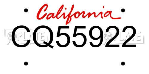 CQ55922 California License Plate