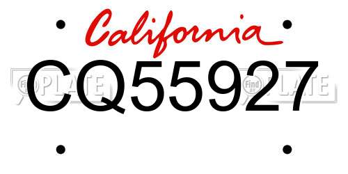 CQ55927 California License Plate