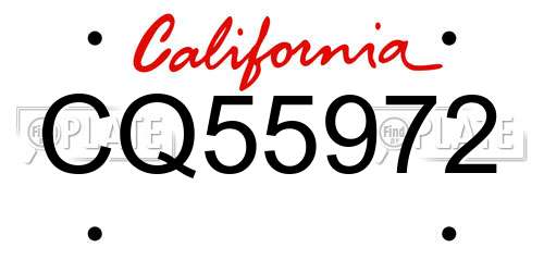 CQ55972 California License Plate