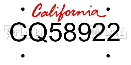 CQ58922 California License Plate