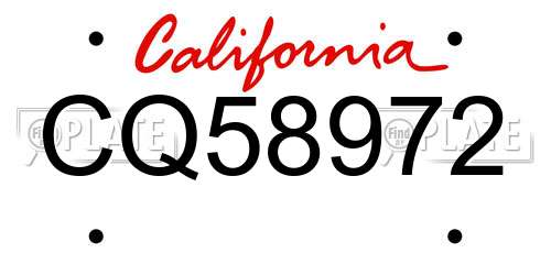 CQ58972 California License Plate