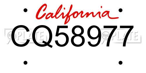 CQ58977 California License Plate