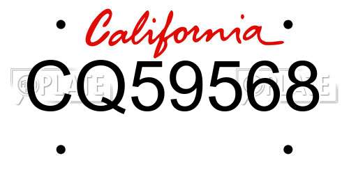 CQ59568 California License Plate