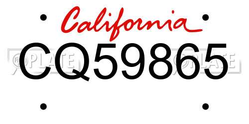 CQ59865 California License Plate