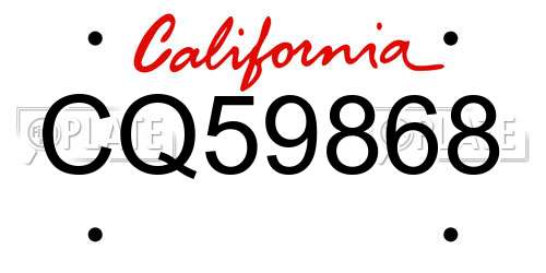 CQ59868 California License Plate