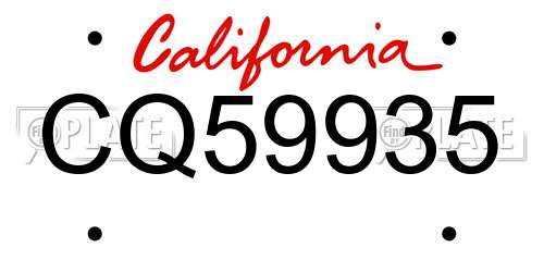 CQ59935 California License Plate