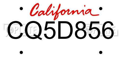 CQ5D856 California License Plate