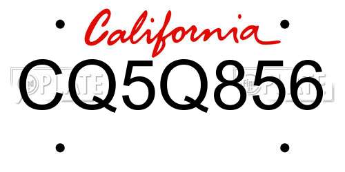 CQ5Q856 California License Plate