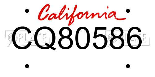 CQ80586 California License Plate