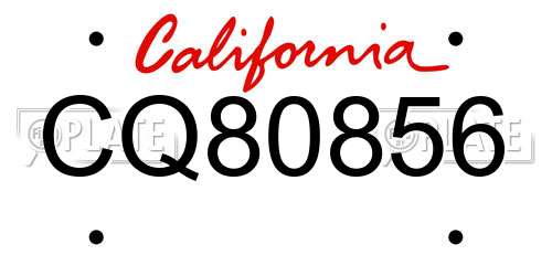 CQ80856 California License Plate
