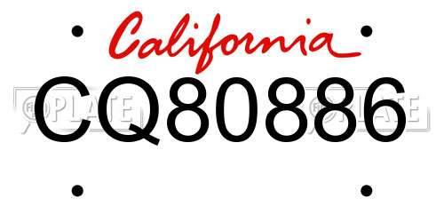 CQ80886 California License Plate