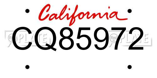 CQ85972 California License Plate