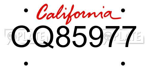 CQ85977 California License Plate