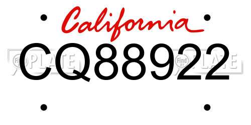 CQ88922 California License Plate