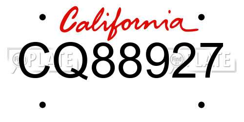 CQ88927 California License Plate
