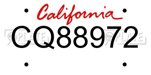 CQ88972 California License Plate