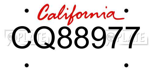 CQ88977 California License Plate