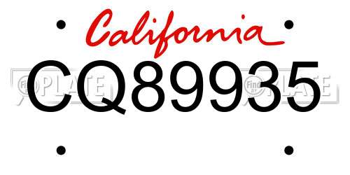 CQ89935 California License Plate