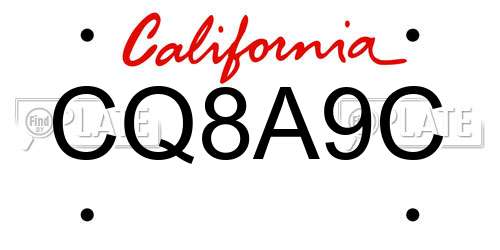 CQ8A9C California License Plate
