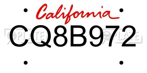 CQ8B972 California License Plate