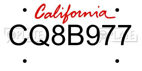 CQ8B977 California License Plate