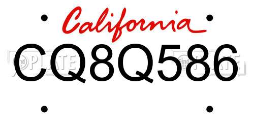 CQ8Q586 California License Plate