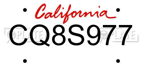 CQ8S977 California License Plate