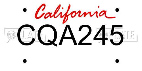CQA245 California License Plate
