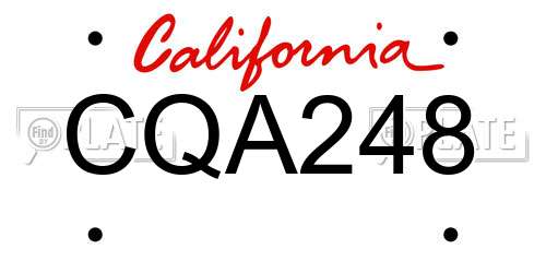 CQA248 California License Plate