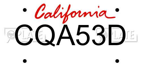CQA53D California License Plate