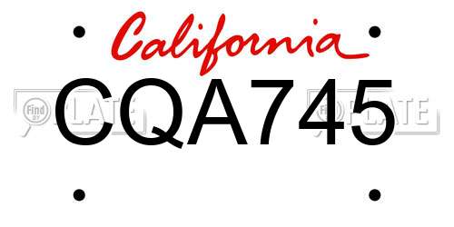 CQA745 California License Plate