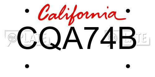 CQA74B California License Plate