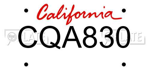 CQA830 California License Plate
