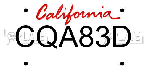 CQA83D California License Plate