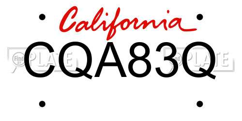 CQA83Q California License Plate