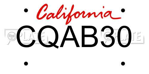 CQAB30 California License Plate