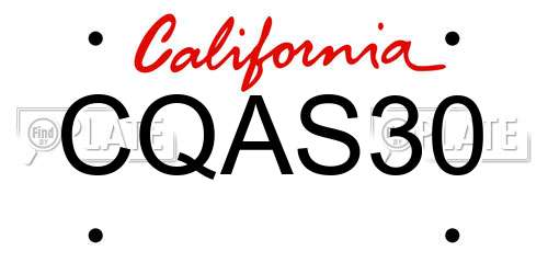 CQAS30 California License Plate