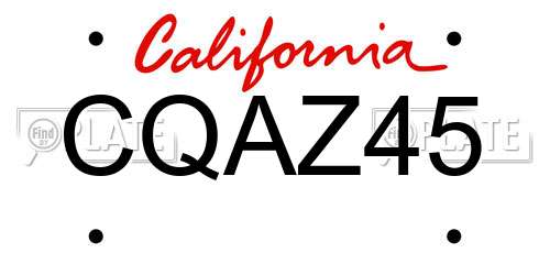CQAZ45 California License Plate