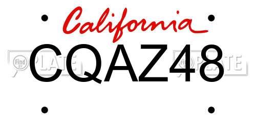 CQAZ48 California License Plate
