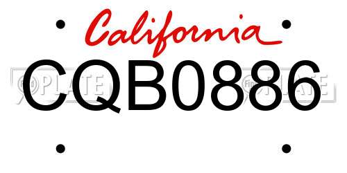 CQB0886 California License Plate