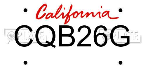CQB26G California License Plate
