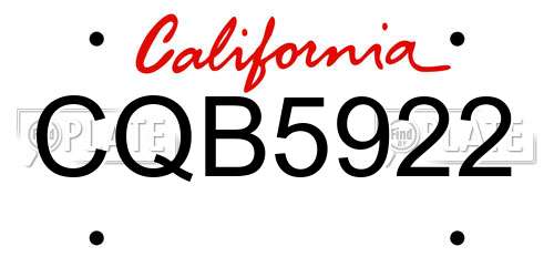 CQB5922 California License Plate