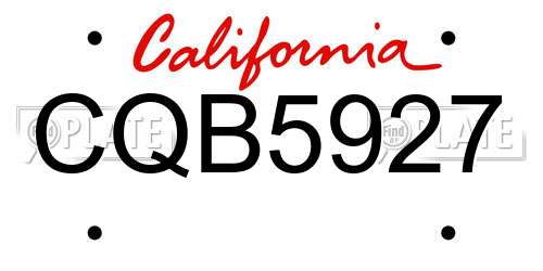 CQB5927 California License Plate