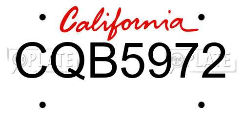 CQB5972 California License Plate