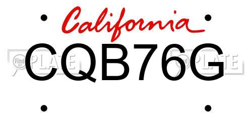 CQB76G California License Plate