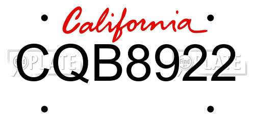CQB8922 California License Plate