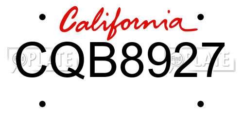 CQB8927 California License Plate