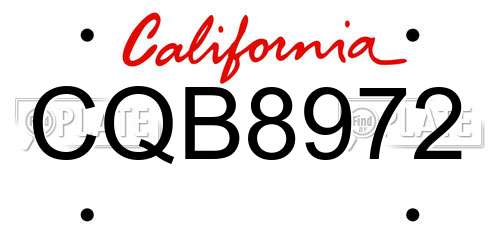 CQB8972 California License Plate