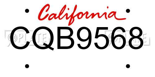 CQB9568 California License Plate